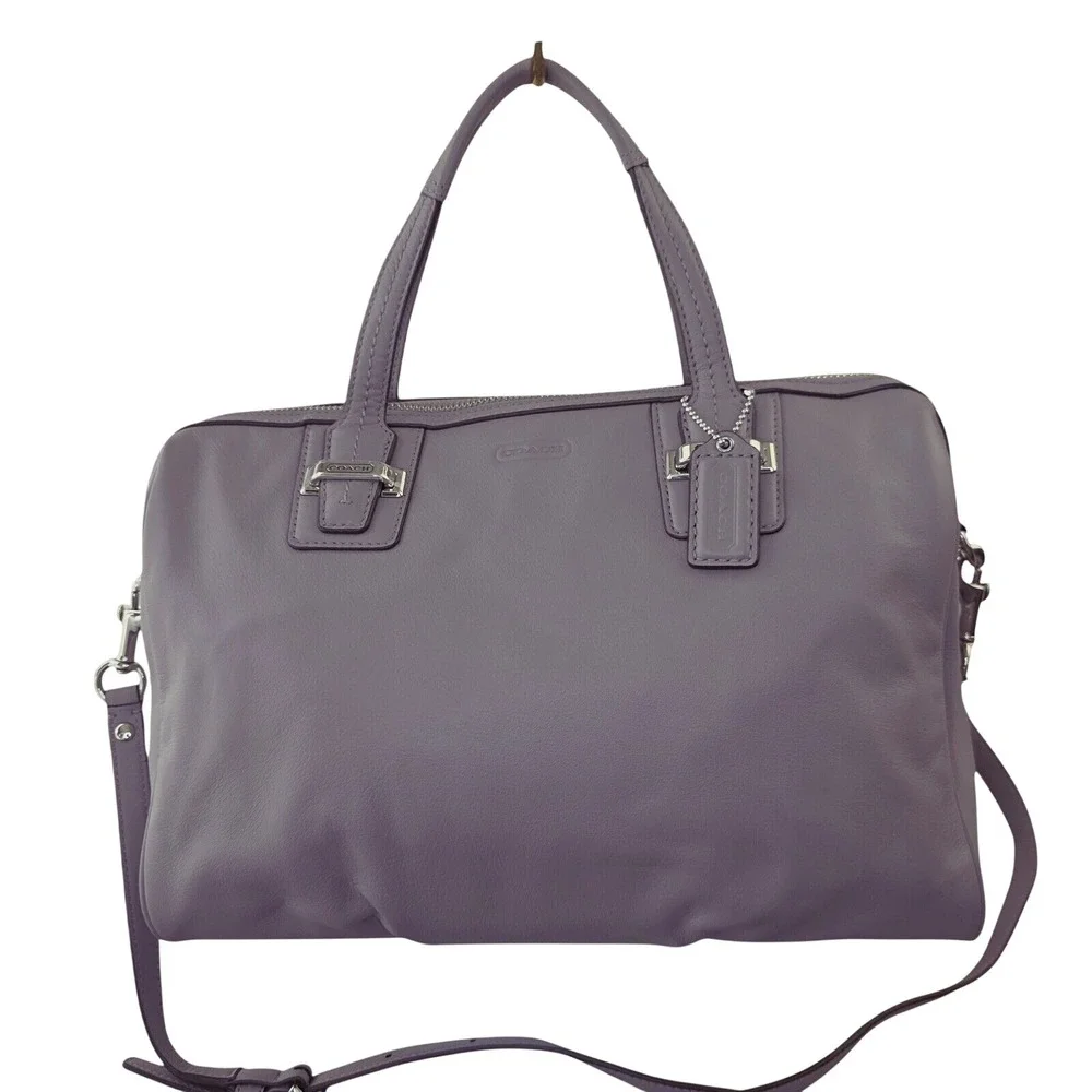 Coach Taylor East West Satchel Lavender Purple Leather Shoulder Bag